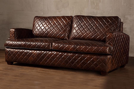 Vintage Distressed Leather Sofas, Crocodile Leather Couch