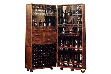 Dakota Drinks Cabinet Luxury Leather Wine Storage