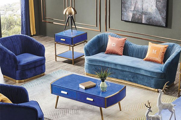 gold stainless steel velvet fabric sofa